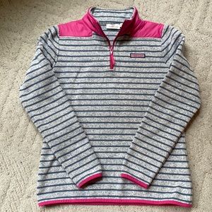 Vineyard Vines Women’s 3/4 Zip gray/blue, hot pink